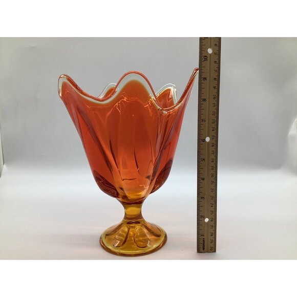 Viking Vintage 6 Pedal Amberina Vase MCM Collectible Art Glass 9 Inches Tall - Picture 8 of 12